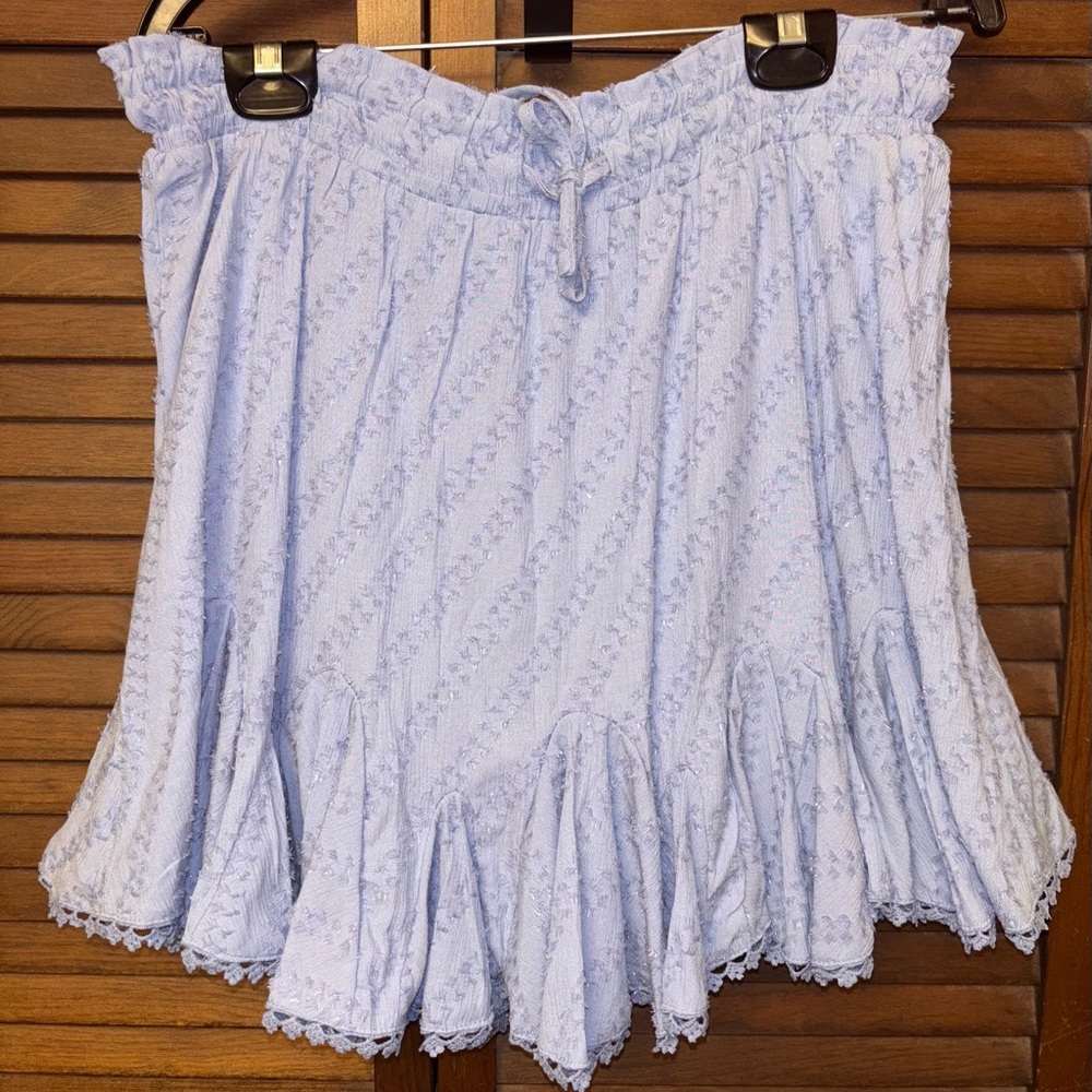 WHITE BIRCH Light Blue Eyelet Ruffle SKORT/SKIRT in XL